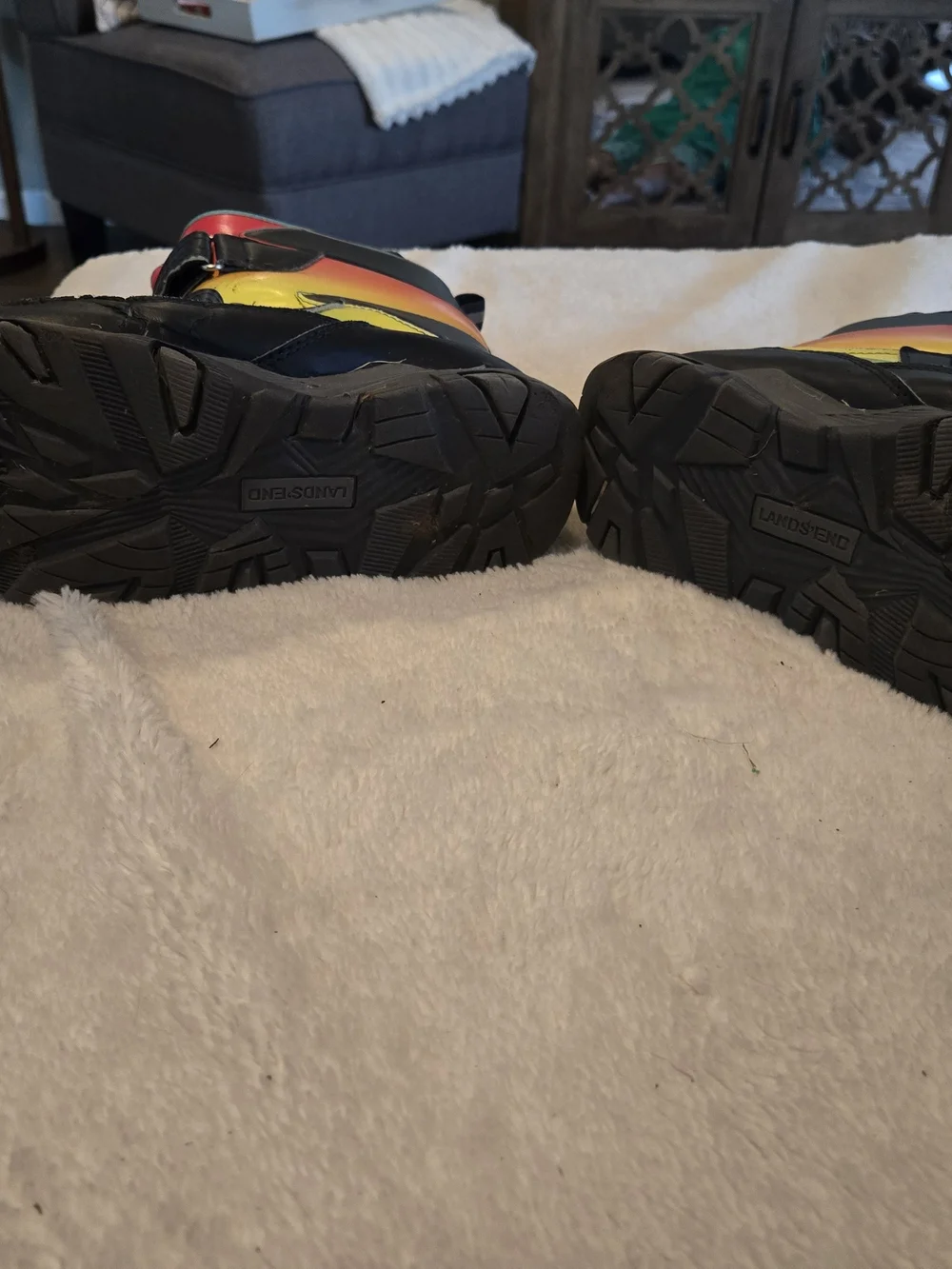 Kids Rainbow Lands End Snow Boots with Velcro Straps